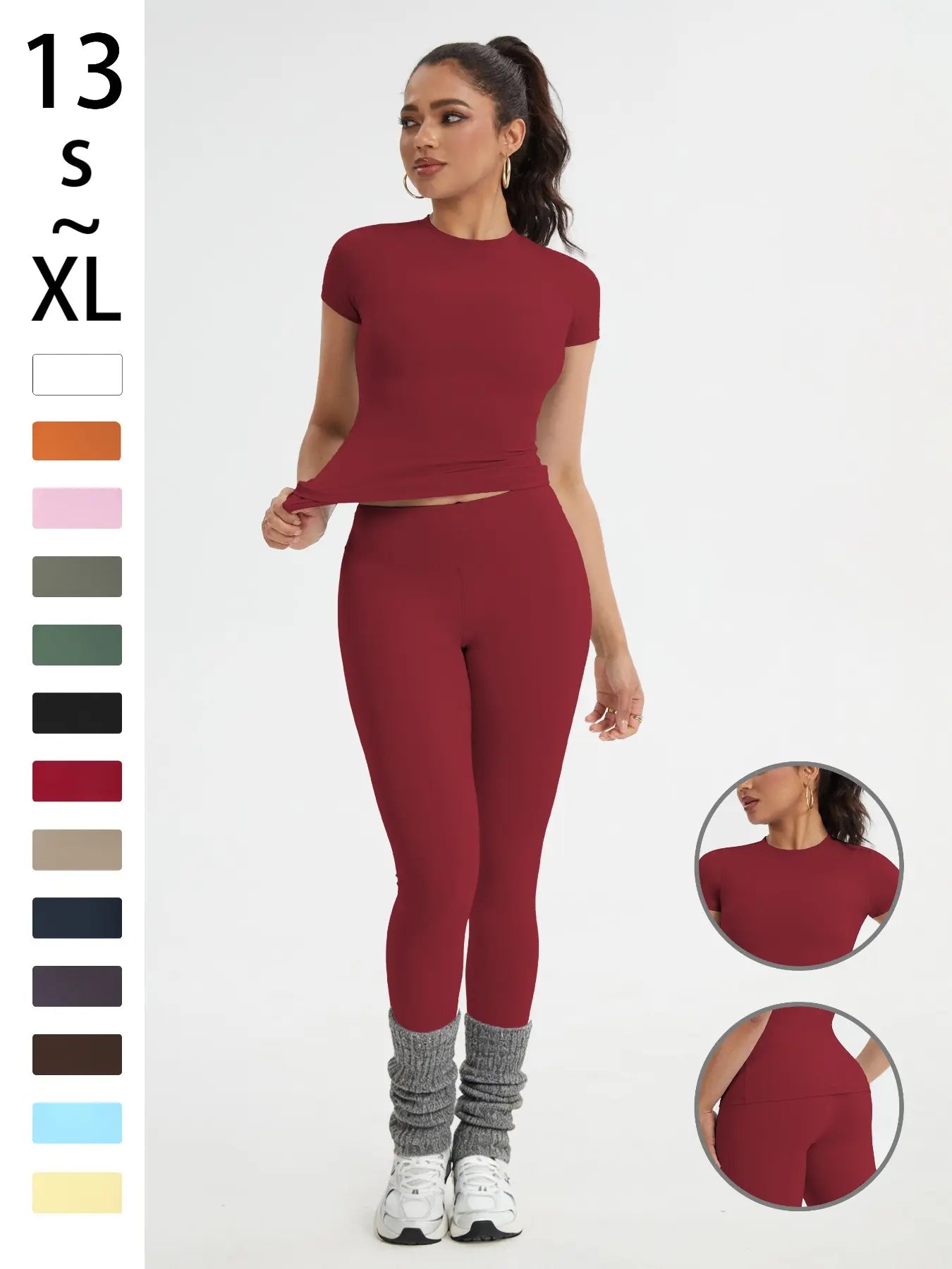 Elevate Your Workout with Our Women's Slim-Fit Sportswear Set - Stylish Short Sleeve Top & High-Waisted Yoga Pants for Gym, Running, and Outdoor Adventures
