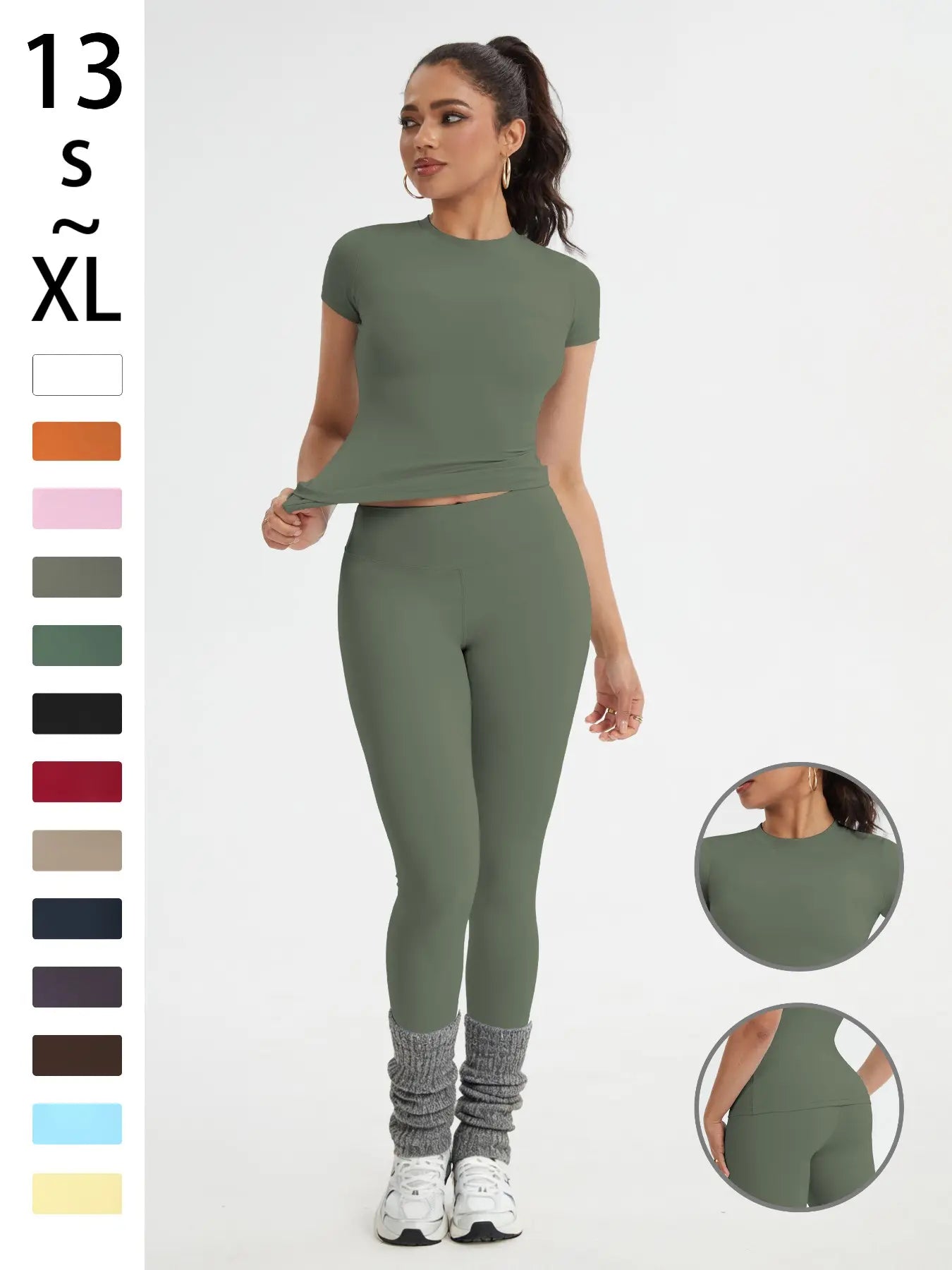 Elevate Your Workout with Our Women's Slim-Fit Sportswear Set - Stylish Short Sleeve Top & High-Waisted Yoga Pants for Gym, Running, and Outdoor Adventures