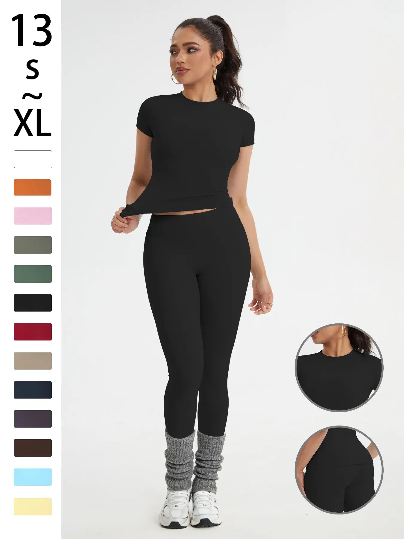 Elevate Your Workout with Our Women's Slim-Fit Sportswear Set - Stylish Short Sleeve Top & High-Waisted Yoga Pants for Gym, Running, and Outdoor Adventures