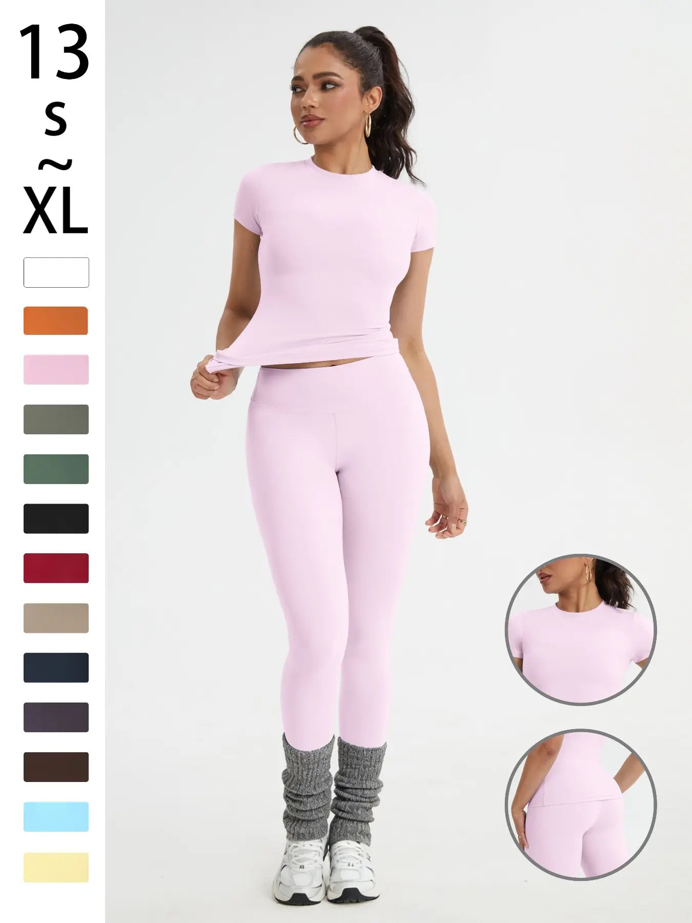 Elevate Your Workout with Our Women's Slim-Fit Sportswear Set - Stylish Short Sleeve Top & High-Waisted Yoga Pants for Gym, Running, and Outdoor Adventures