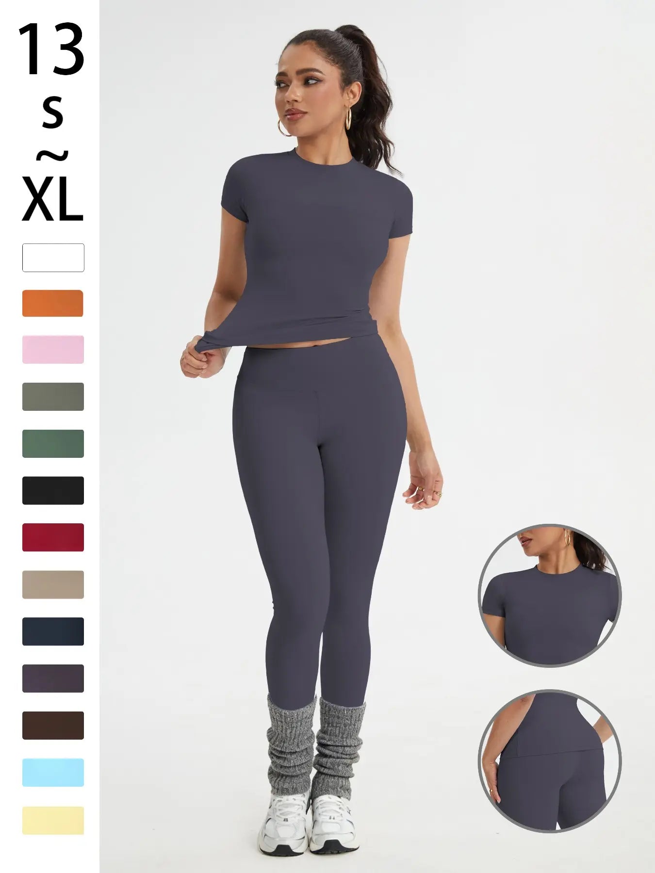 Elevate Your Workout with Our Women's Slim-Fit Sportswear Set - Stylish Short Sleeve Top & High-Waisted Yoga Pants for Gym, Running, and Outdoor Adventures