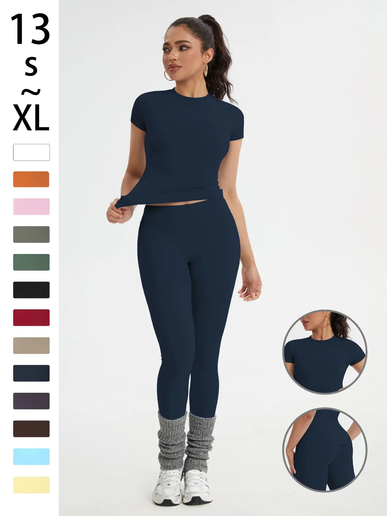 Elevate Your Workout with Our Women's Slim-Fit Sportswear Set - Stylish Short Sleeve Top & High-Waisted Yoga Pants for Gym, Running, and Outdoor Adventures