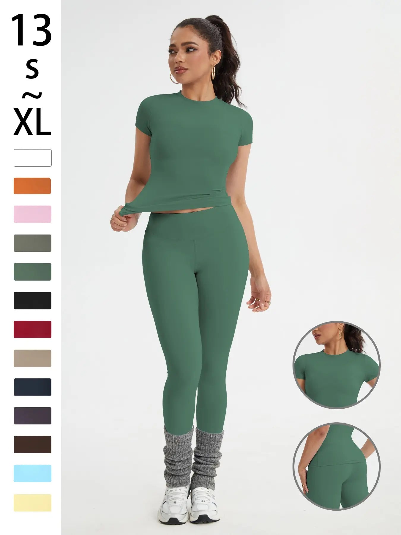 Elevate Your Workout with Our Women's Slim-Fit Sportswear Set - Stylish Short Sleeve Top & High-Waisted Yoga Pants for Gym, Running, and Outdoor Adventures