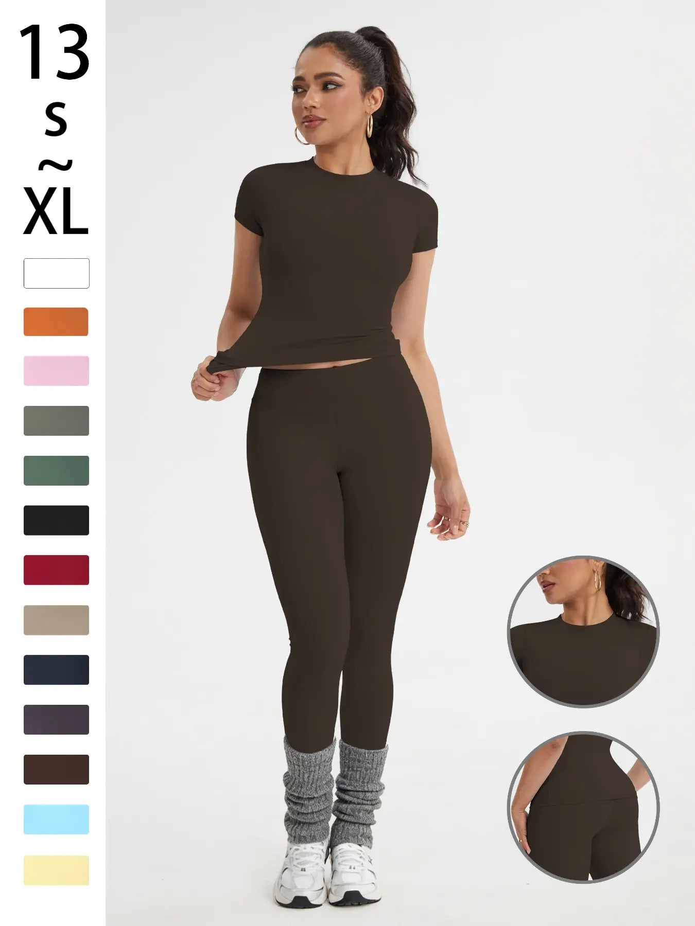 Elevate Your Workout with Our Women's Slim-Fit Sportswear Set - Stylish Short Sleeve Top & High-Waisted Yoga Pants for Gym, Running, and Outdoor Adventures